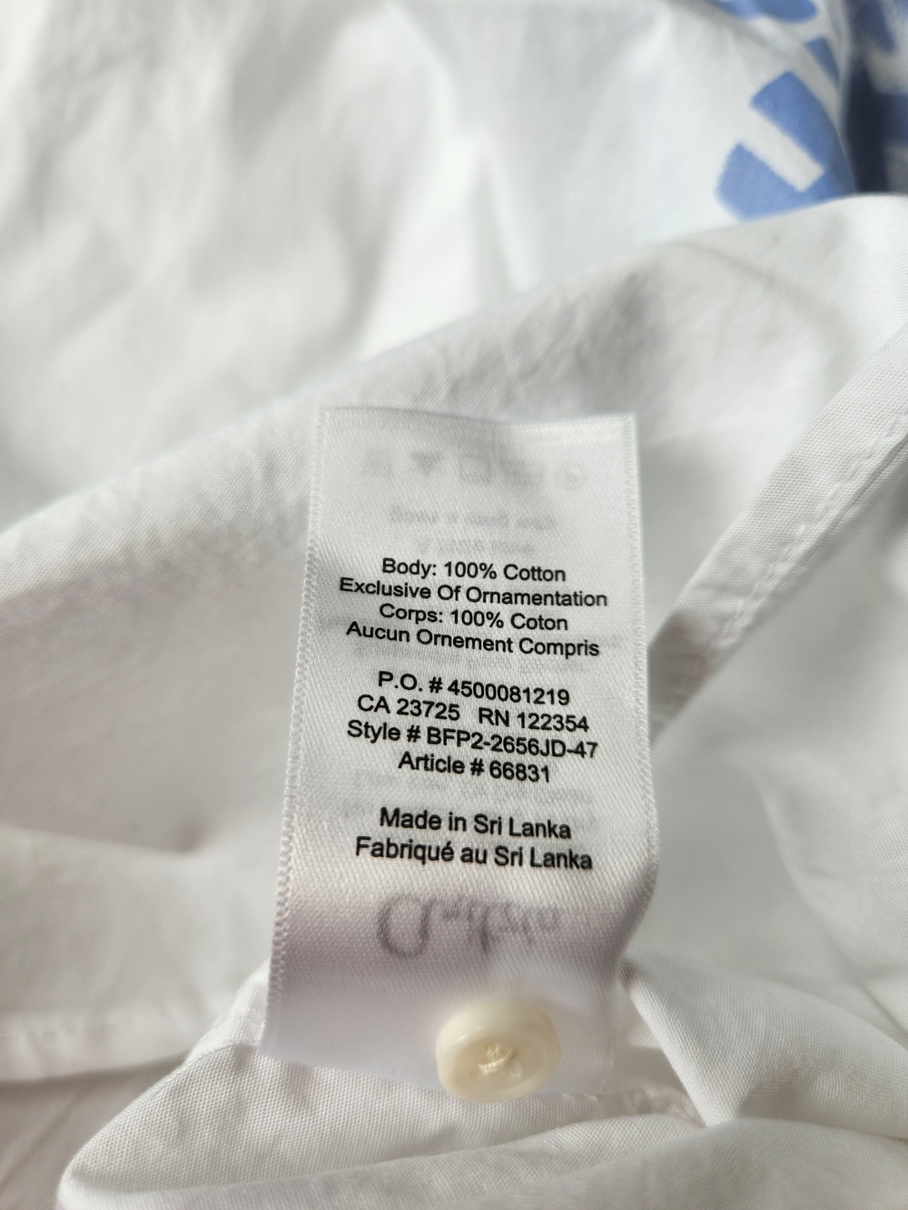 Aritzia NWOT Womens Size 2 White Blue Graphic Button Down Oversized Shirt - Picture 8 of 9